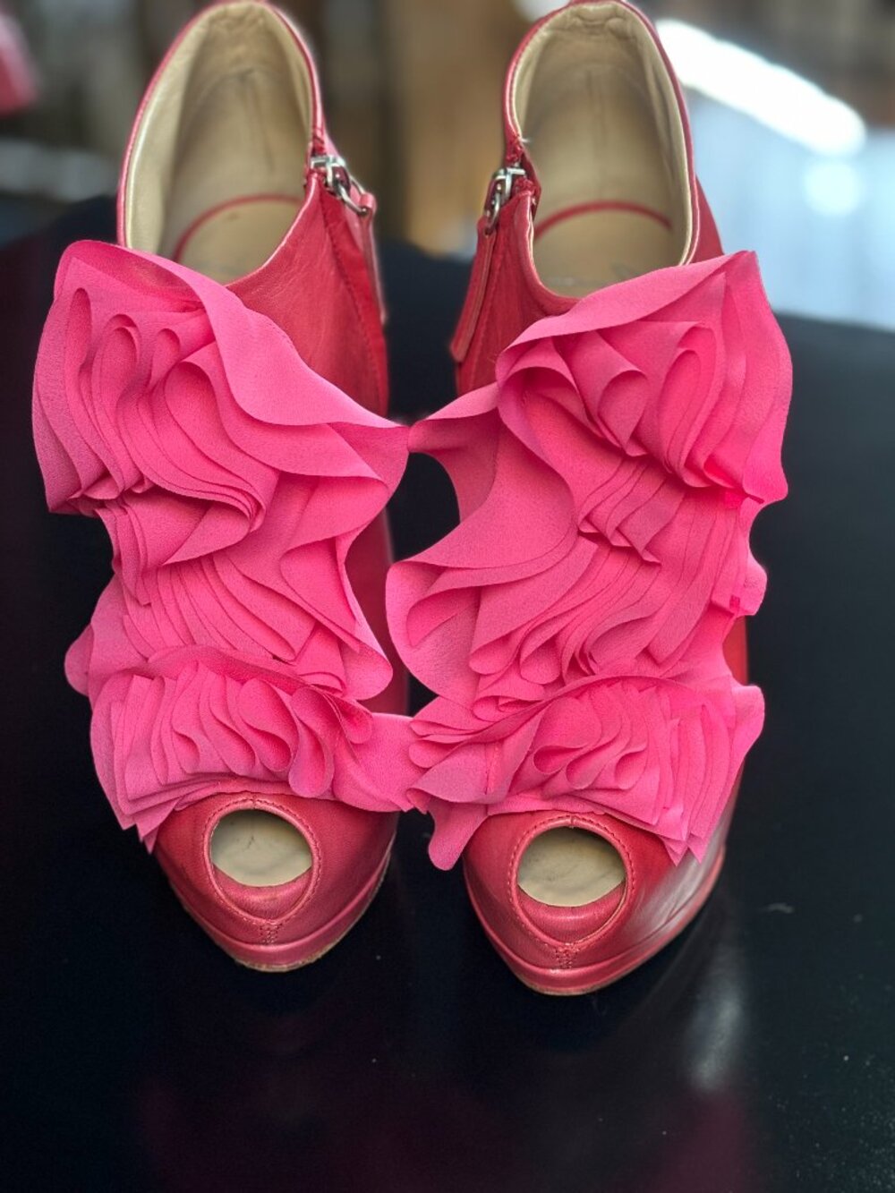 Giuseppe Zanotti Platform Heels Size 38 | 6" Heel | Rose Colour Leather/Fabric - Picture 2 of 3